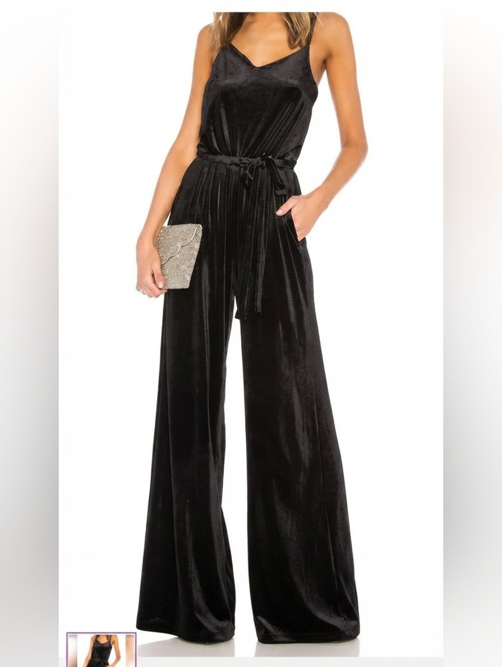Forever 21 Black Velvet Jumpsuit